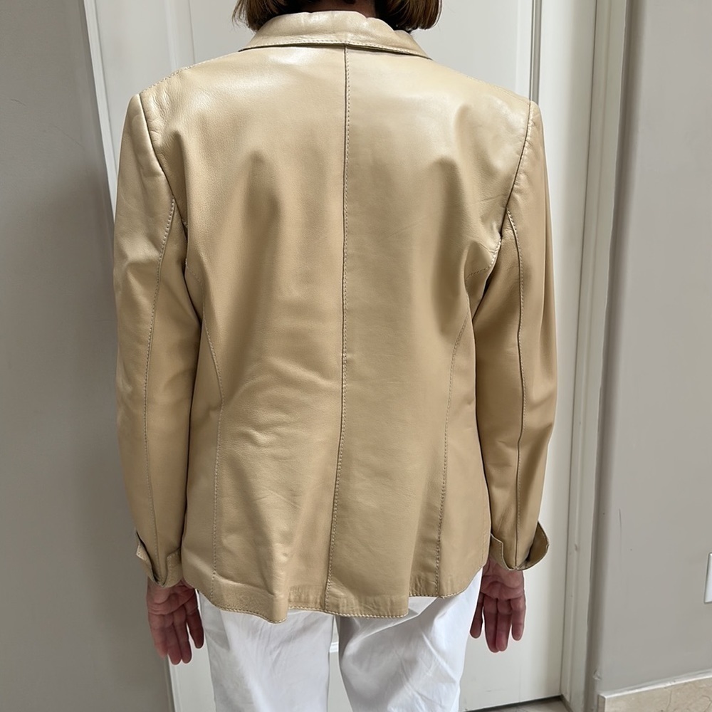 Peruzzi leather jacket. Women’s size 50. Tan​​​​​​​​​​​​​​​​​ - Picture 3 of 11